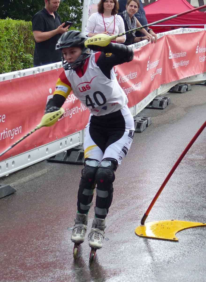 Katharina Hoffmann ließ sich auch im Finallauf im Slalom nicht von den widrigen Pistenverhältnissen beeindrucken und holte sich den Weltmeistertitel.