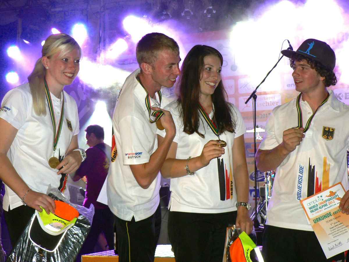 Minstacher Weltmeister: Claudia Wittmann und Sebastian Gruber wurden mit dem Team des Deutschen Rollsportverbands Welttitelträger.