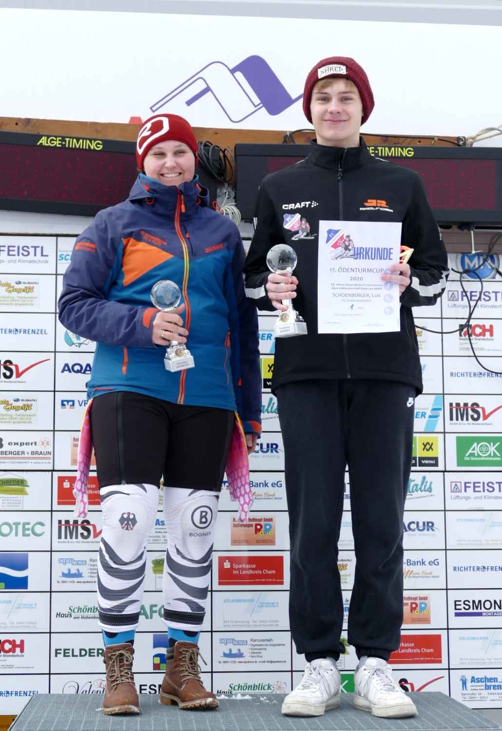 Die beiden Vereinsmeister des FC Chammünster im Slalom 2020 sind Franziska Hofmann und Luis Schönberger.